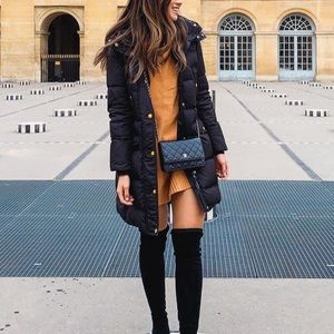 Jcrew black belted puffer coat XXS